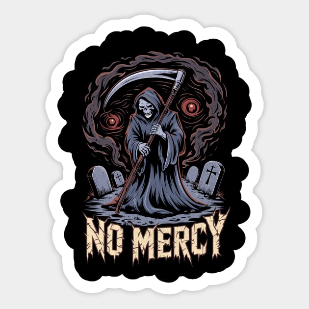 No Mercy Grim Reaper Design Sticker by Designed By Marty